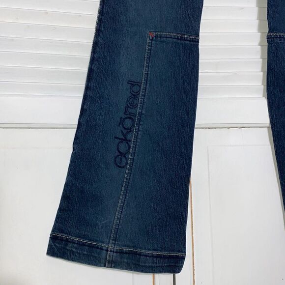 Vintage ECKO Red Flare Jeans Embroidered Logo Size 9 - Picture 4 of 16